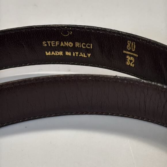 NWT Vintage Stefano Ricci Brown Colored Belt With Gold Colored Buckle - Picture 3 of 6